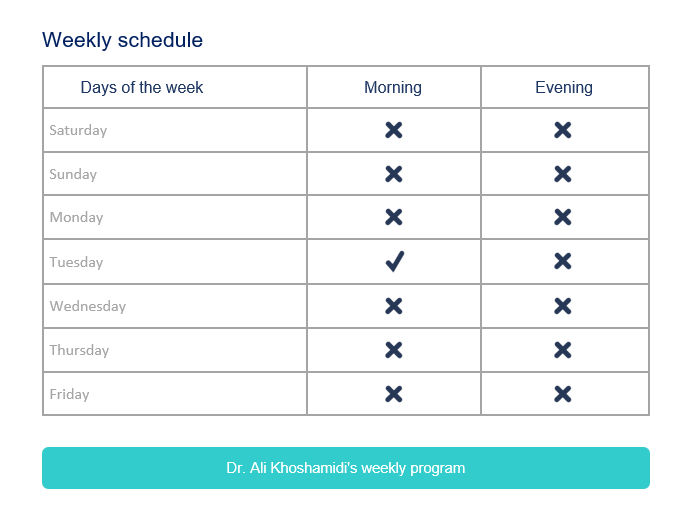 برنامه هفتگی Dr.Khoshamadi